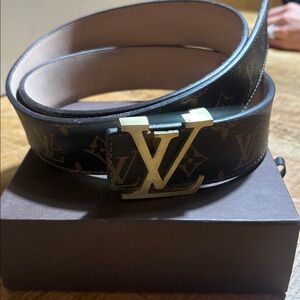 Louis Vuitton Black Monogram Belt with Gold Hardware